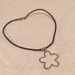 Silpada Sterling Silver Braided Brown Leather